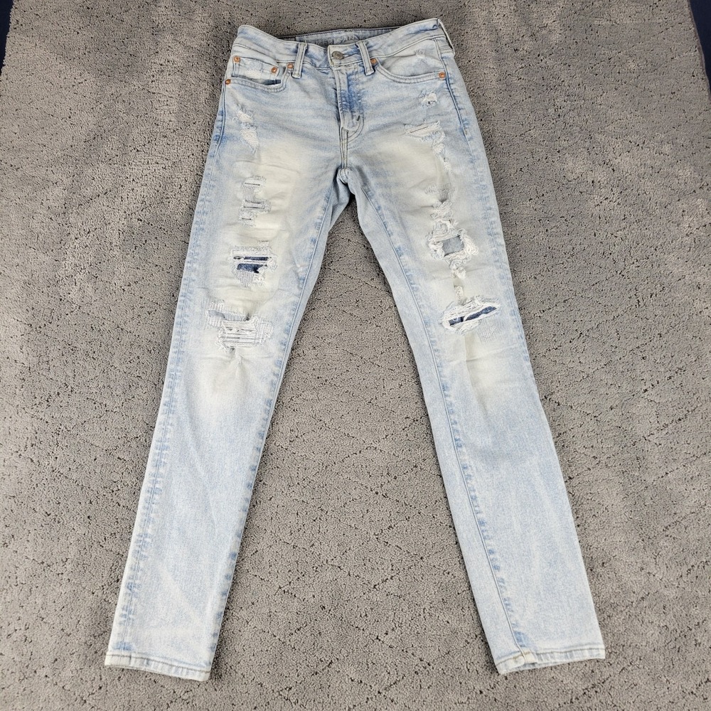 American Eagle Jeans Mens 28x30 Blue Athletic Skinny Distressed Airflex Stretch